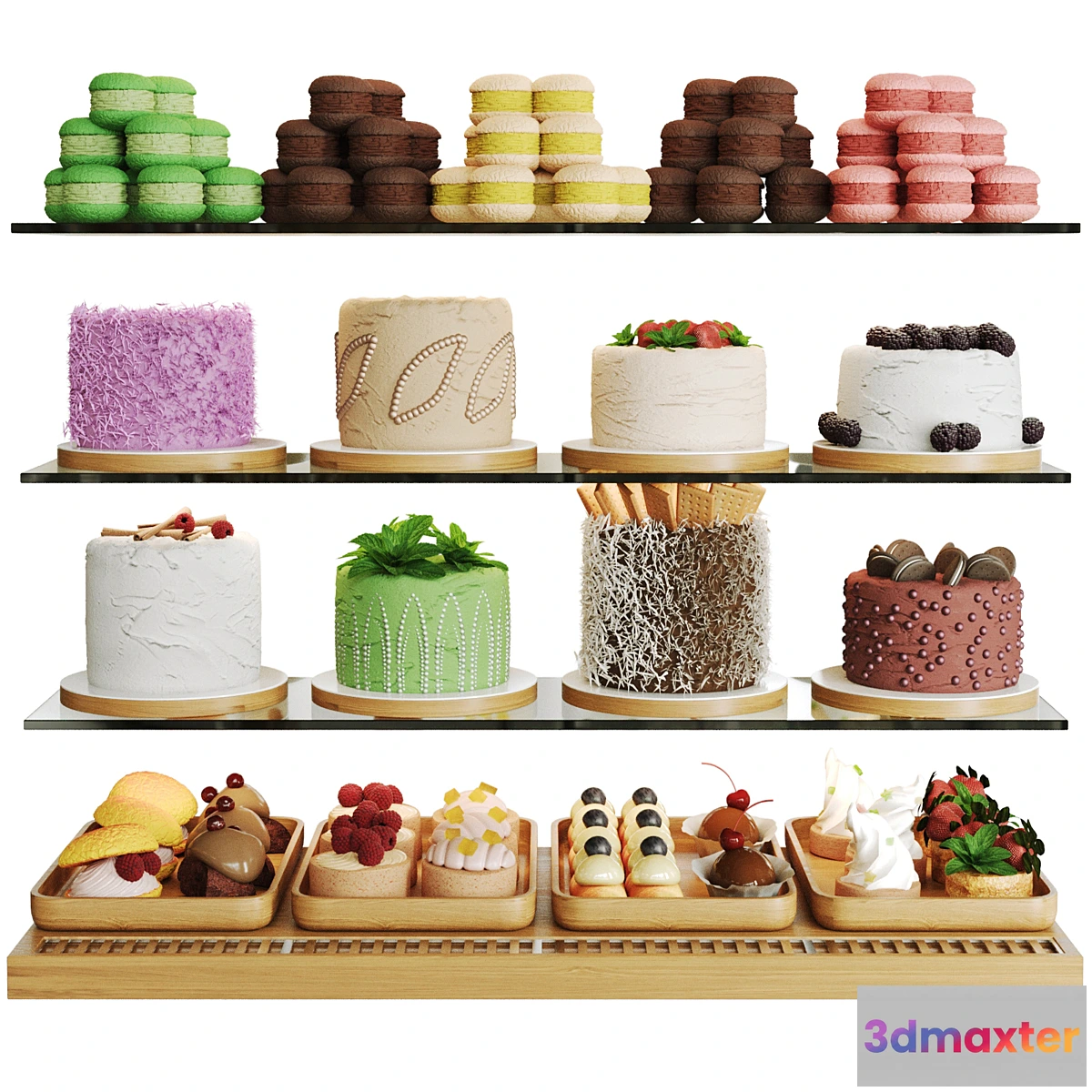 682716 - Showcase with cakes and desserts