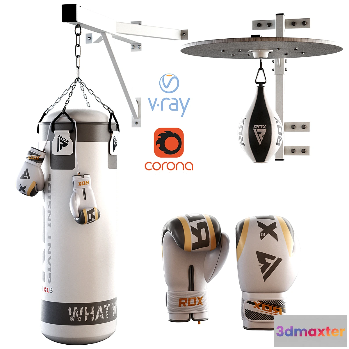 1304652 - Set Punching bag and gloves from ROX_2 3D Max