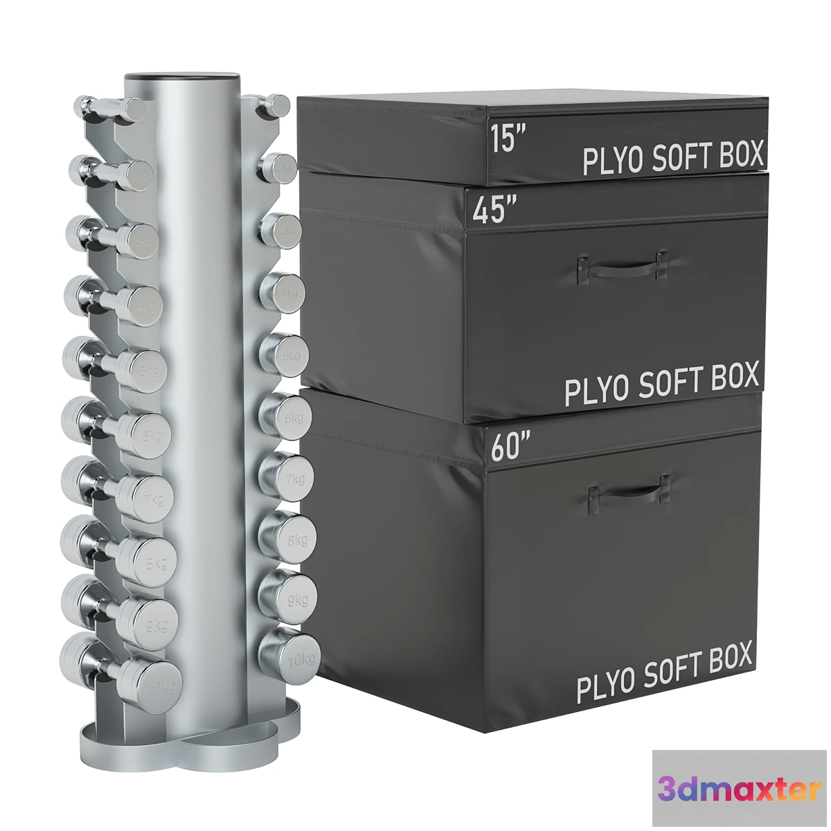 1310453 - Dumbbells and jump boxes 3D Max