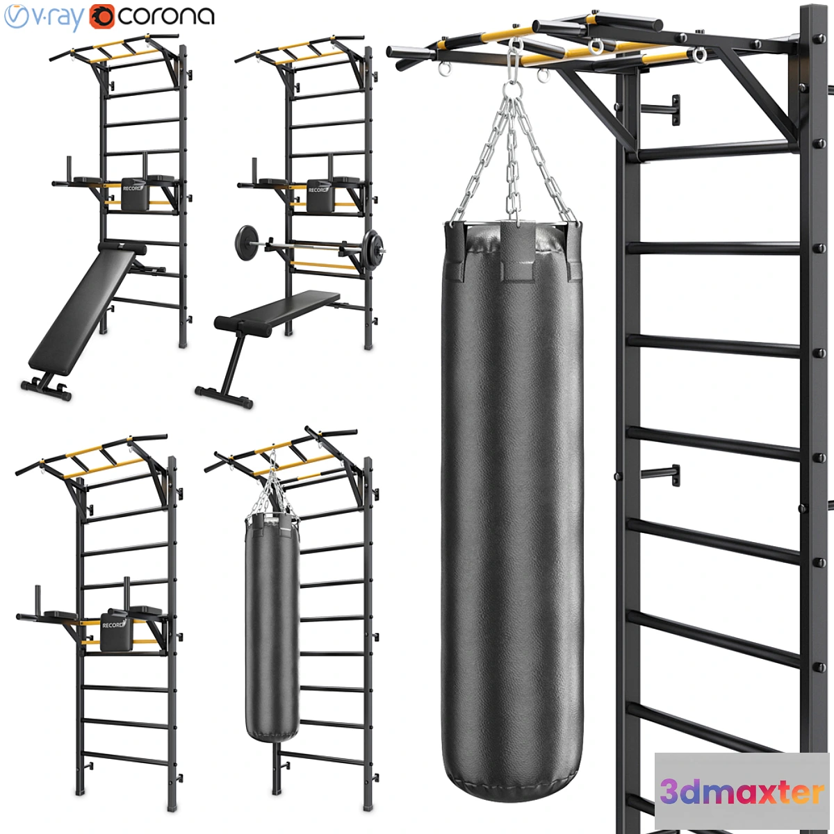 1355664 - Record wall bars set 3D Max