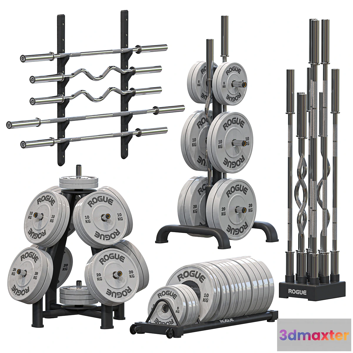 1425136 - Equipment Gym Barbell Weight Plate Rack 3D Max