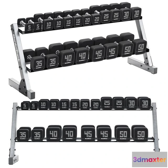 1539395 - Premium Dumbbell Set and Dumbbell Rack 3D Max