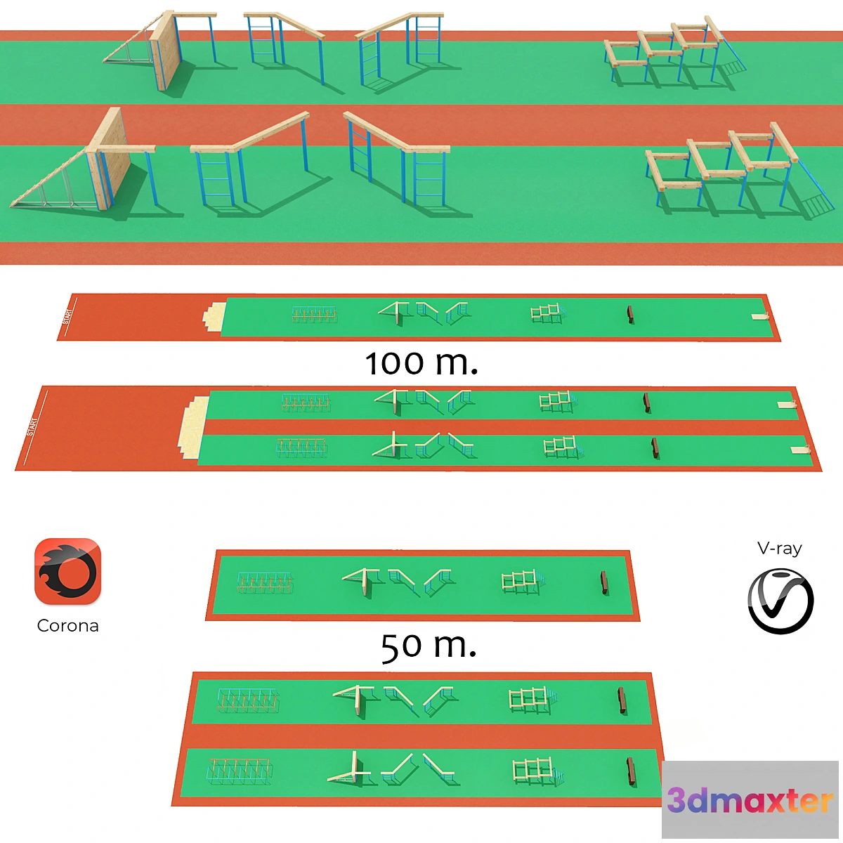 682472 - Obstacle course with rubber crumb coating
