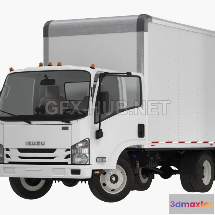 1206362 - CAR - Box Truck Isuzu NPR 2018 Rigged 3D Model