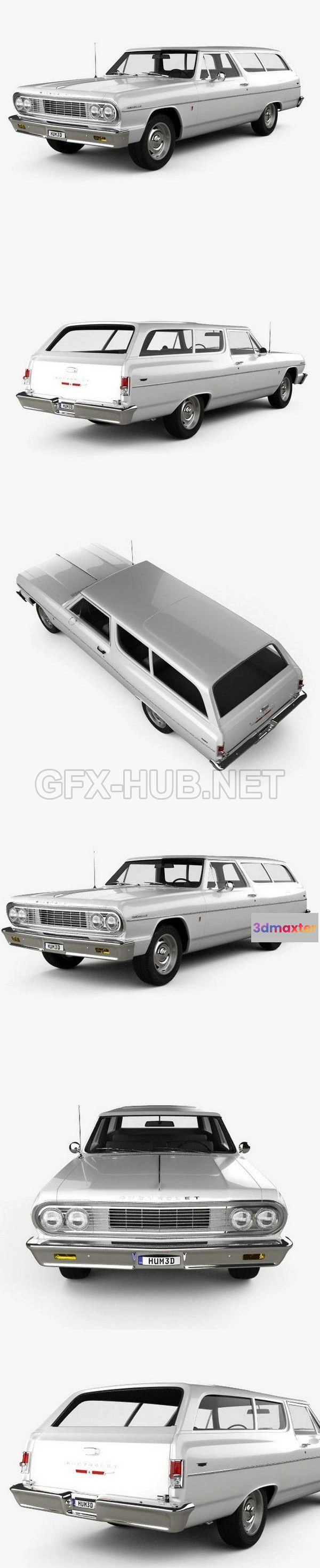 1206504 - CAR - Chevrolet Chevelle 2-door wagon 1964  3D Model
