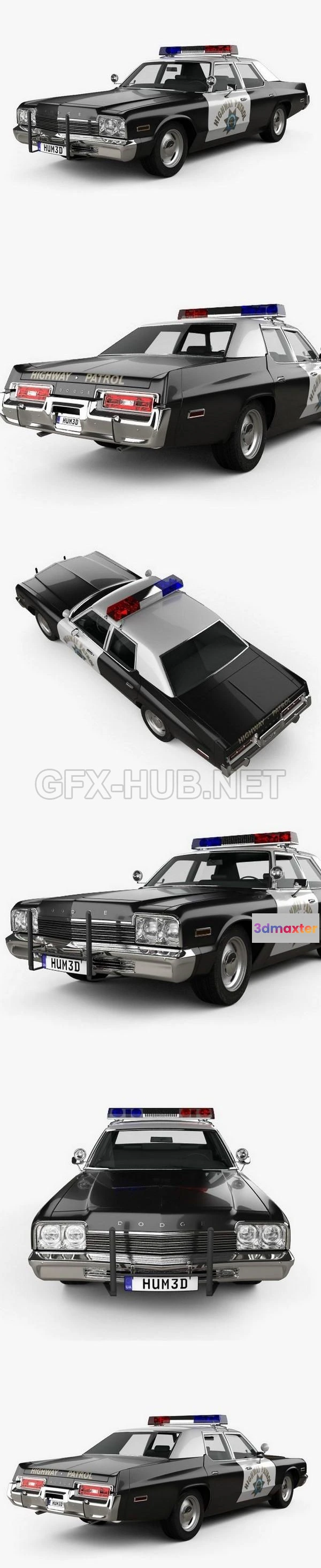 1206694 - CAR - Dodge Monaco Police 1974  3D Model