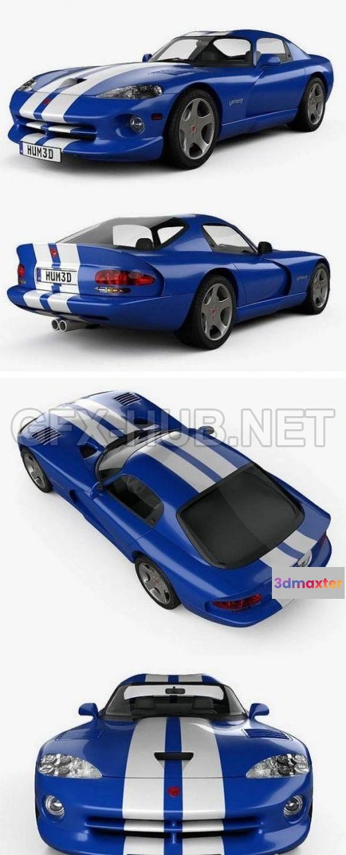 1206710 - CAR - Dodge Viper GTS 1998 3D Model