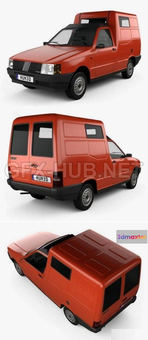 1206848 - CAR - Fiat Fiorino Panel Van 1988 3D Model