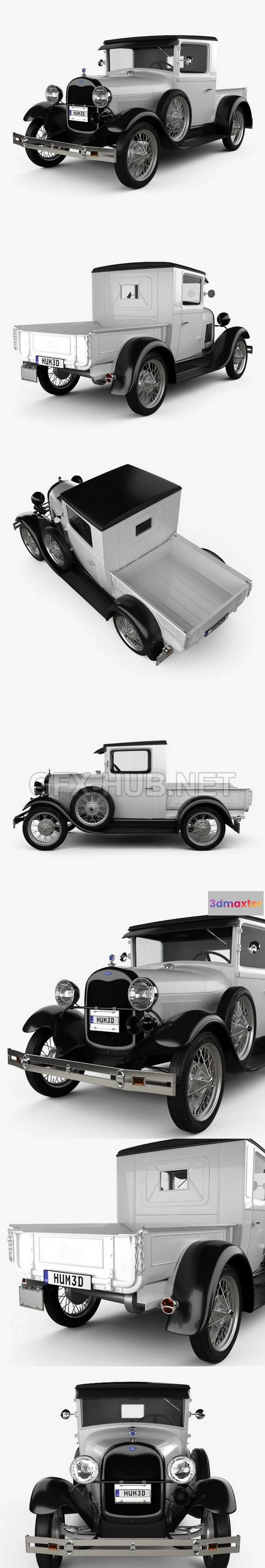 1206998 - CAR - Ford Model A Pickup Closed Cab 1928  3D Model