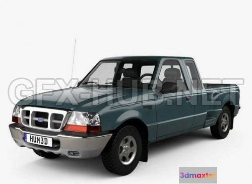 1207038 - CAR - Ford Ranger (NA) Extended Cab Flare Side XLT 1998  3D Model