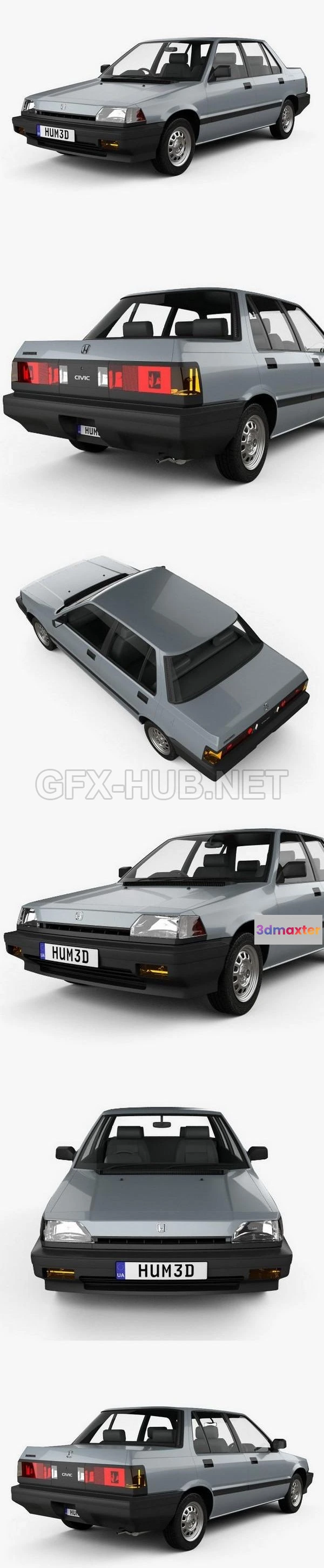 1207228 - CAR - Honda Civic sedan 1983  3D Model
