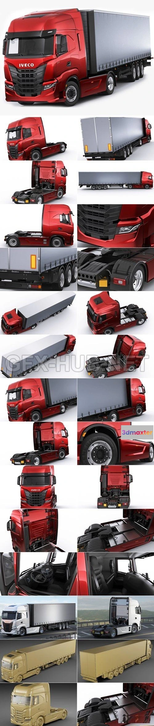 1207382 - CAR - Iveco S-Way 2020 with trailer  3D Model