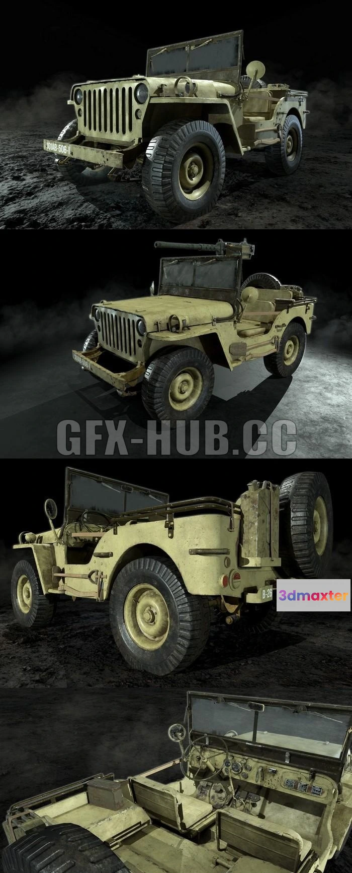 1207414 - CAR - Jeep Willys 1944 WW2 3D Model