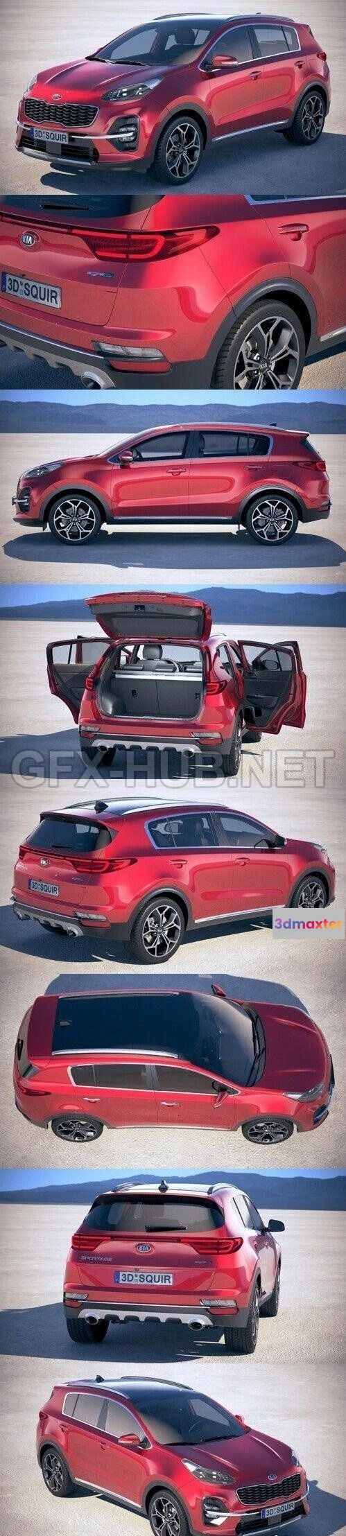 1207454 - CAR - Kia Sportage with interior 2019  3D Model