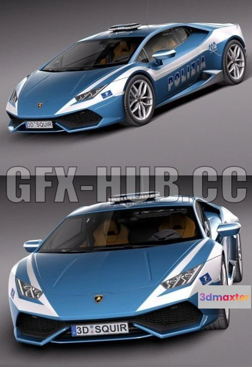 1207486 - CAR - Lamborghini Huracan 2015 Italian Police Car 3D Model