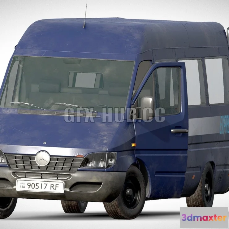 1207802 - CAR - Mercedes Benz Sprinter Lowpoly Van 3D Model