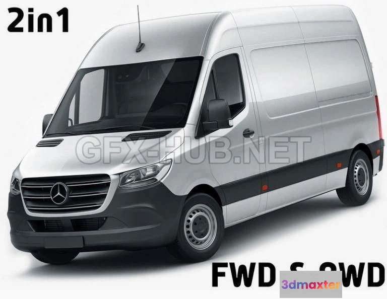 1207826 - CAR - Mercedes Sprinter Van 2018 L2H1 (FWD & RWD) 3D Model