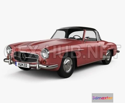 1207998 - CAR - Mercedes-Benz SL-class (R121) hardtop 1955  3D Model