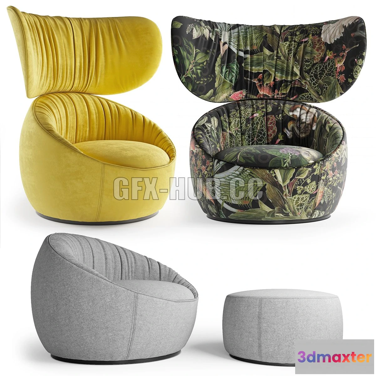 1208184 - CAR - Moooi Hana Armchair 3D Model