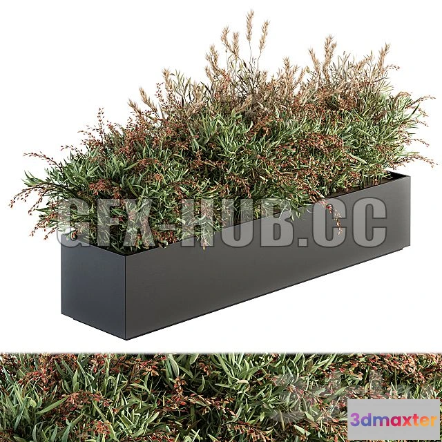 1208438 - CAR - Outdoor Plant Set 166 Plant Box Bush 3D Model