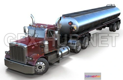1208514 - CAR - Peterbilt 359 fuel trailer VR AR low-poly  3D Model