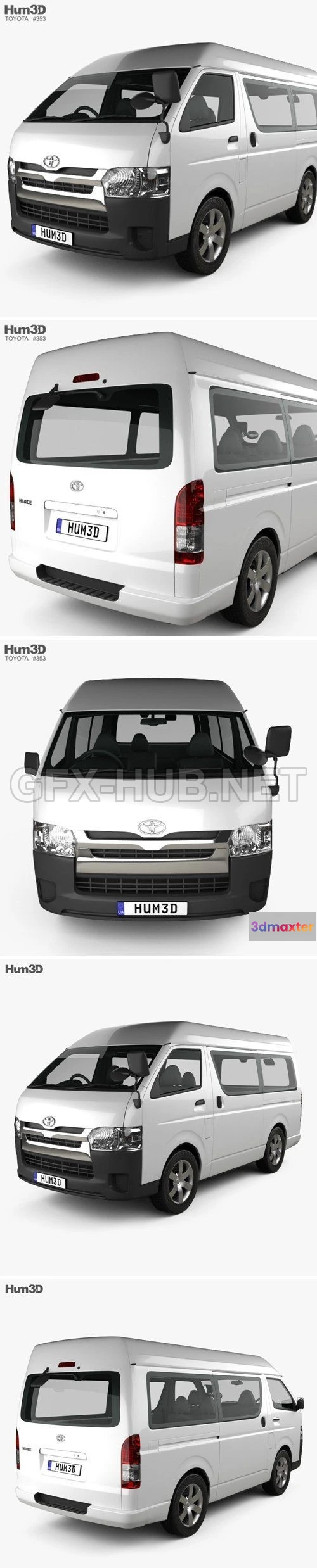 1209094 - CAR - Toyota Hiace Passenger Van L1H3 DX 2013  3D Model