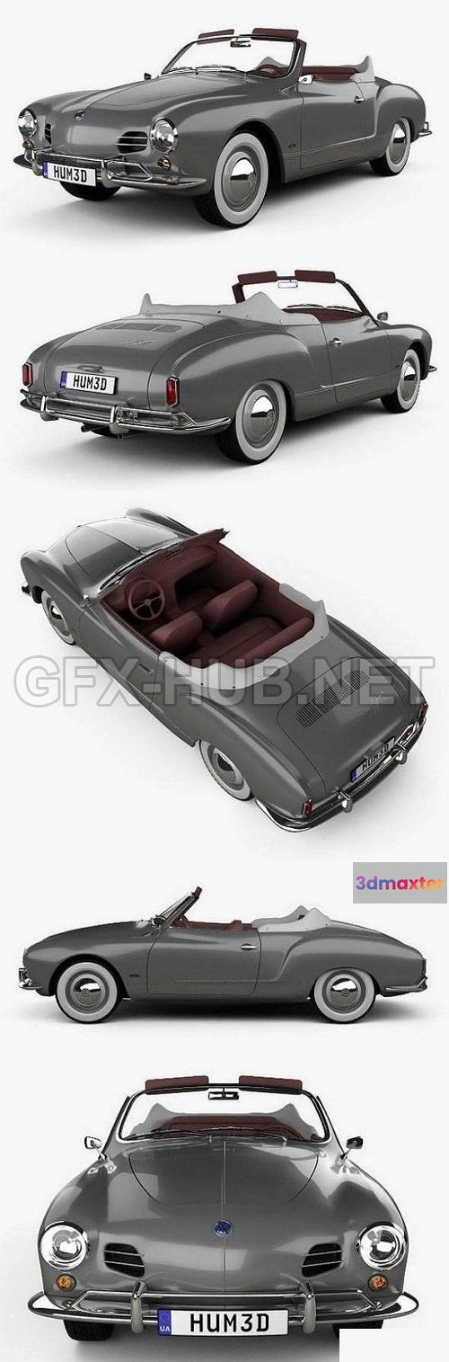 1209332 - CAR - Volkswagen Karmann Ghia convertible 1958 3D Model