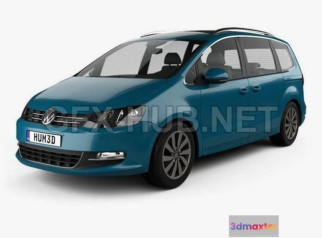1209370 - CAR - Volkswagen Sharan with HQ interior 2016 3D Model