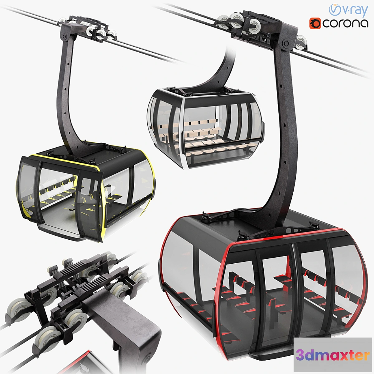 1324802 - Cableway 3S Cabin CWA ATRIA for cableway 3D Max