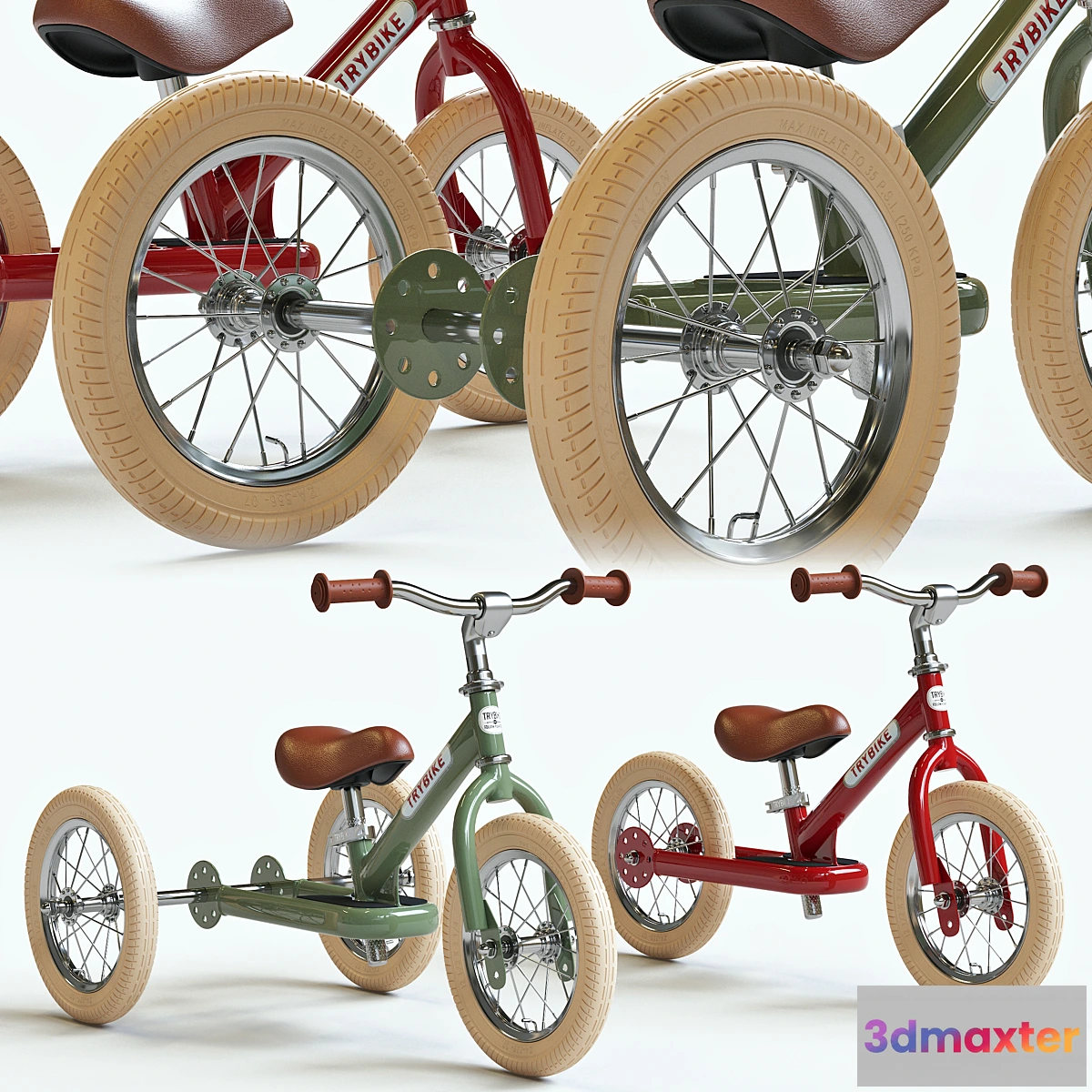 753711 - Trybike Tricycle et draisienne Acier 2-en-1 Vintage Bleu pétrole