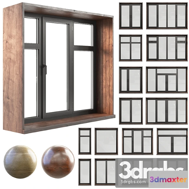 1008464 - A Set Of Plastic Windows With Wooden Trim