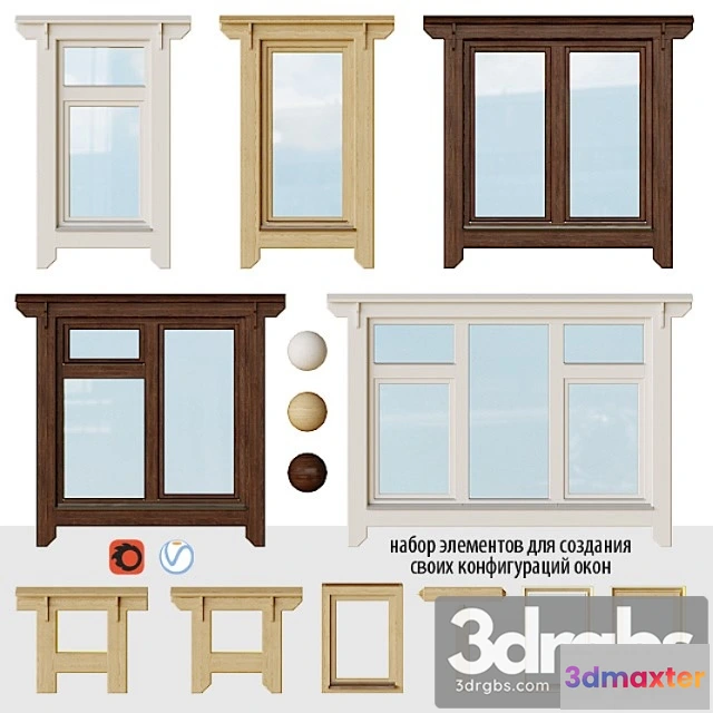1008898 - Wooden Windows With Platbands 1 Designer