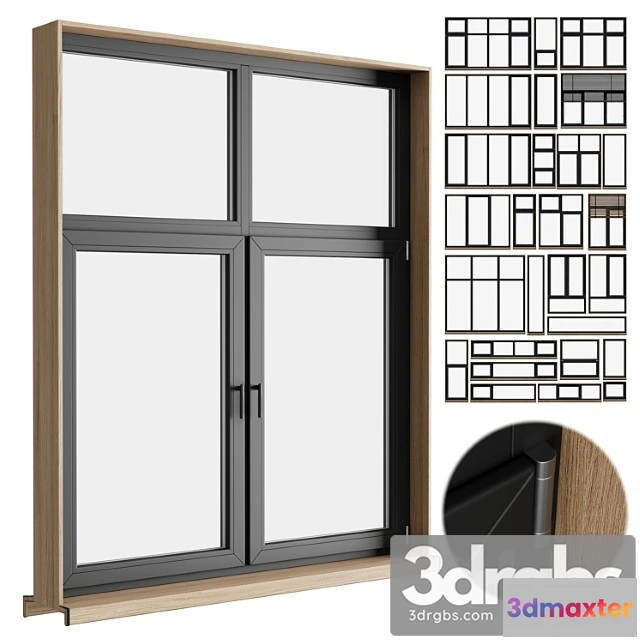 1058976 - Modern windows with metal blinds and wooden