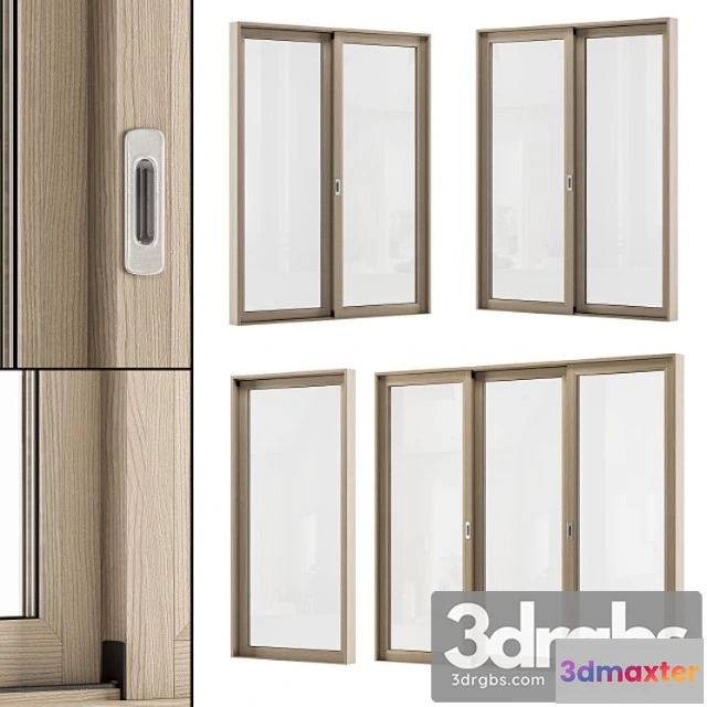 1059022 - Sliding wooden window modern - windows set 02