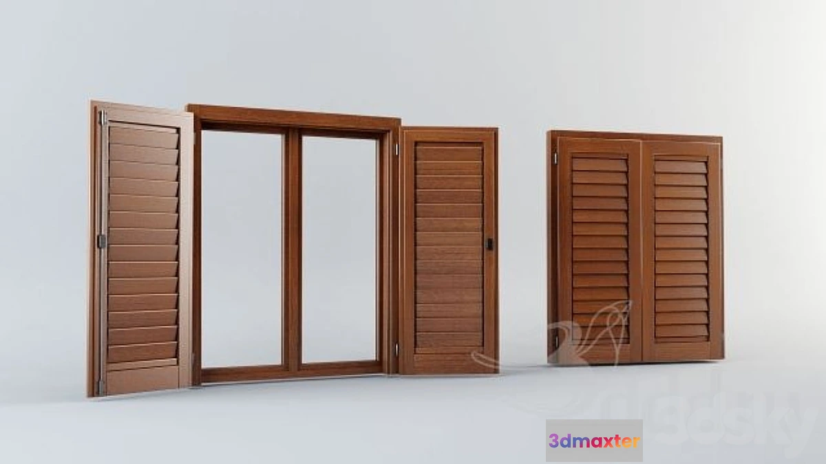 1268486 - Wood window&shutters 3D Max