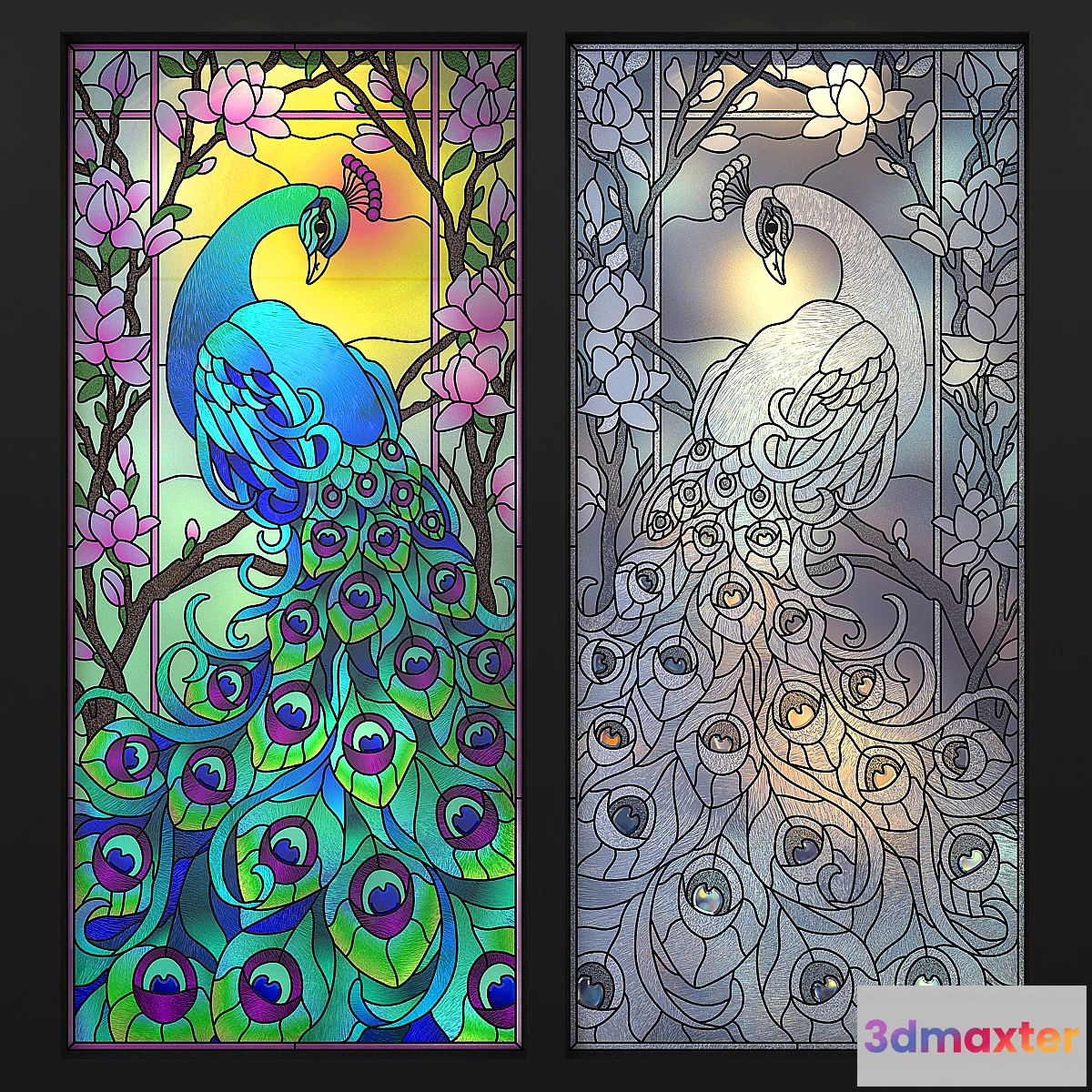 1277822 - Stained Glass Peacock 3D Max