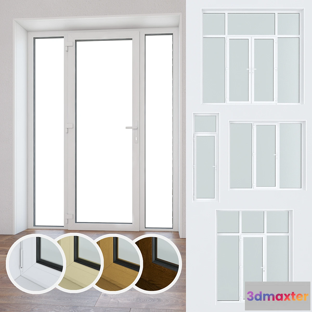 1294965 - Set of plastic windows and doors 10 3D Max