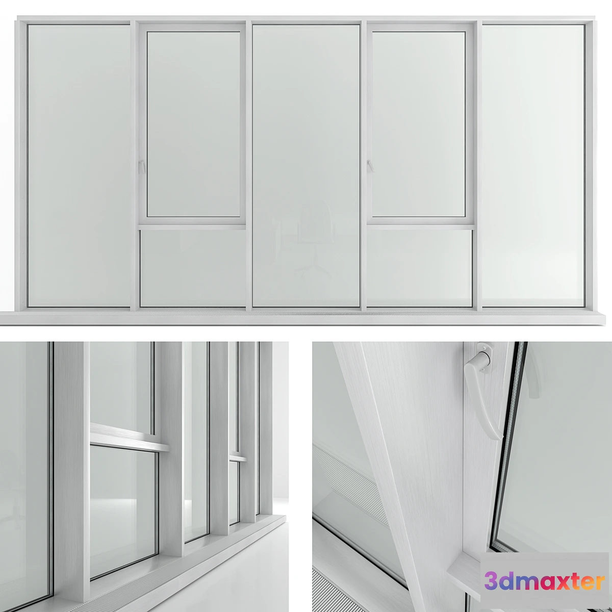 1297667 - Panoramic window with transom and radiator 3D Max