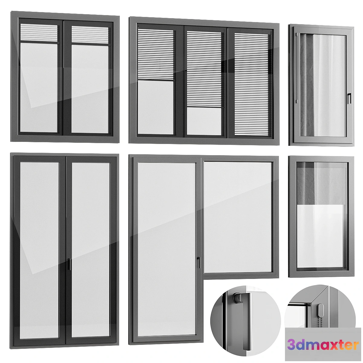 1300470 - Windows with built-in blinds Finstral 3D Max