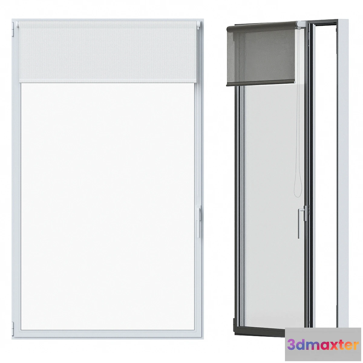 1316583 - White window with roller blind 3D Max