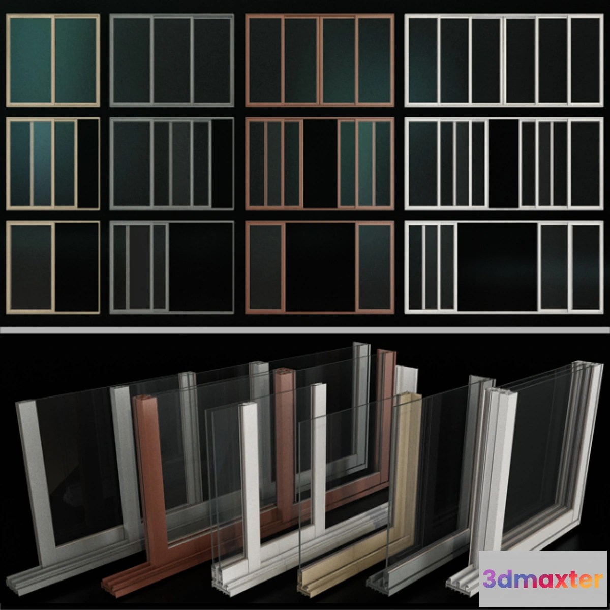 1316993 - Sliding Stained Glass Aluminum Windows _ Sliding Stained Glass Aluminum Windows 3D Max