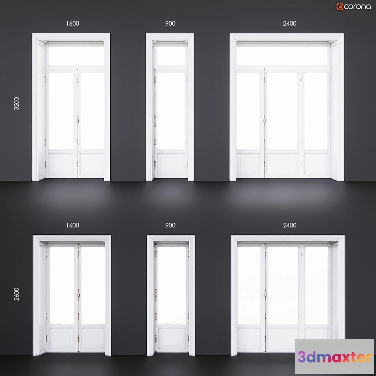 1330105 - Wooden classical balcony doors 3D Max