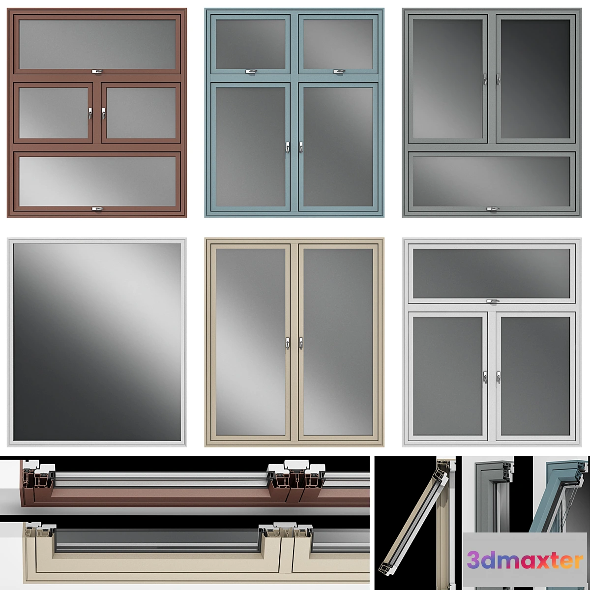 1332801 - Stained aluminum windows 3D Max