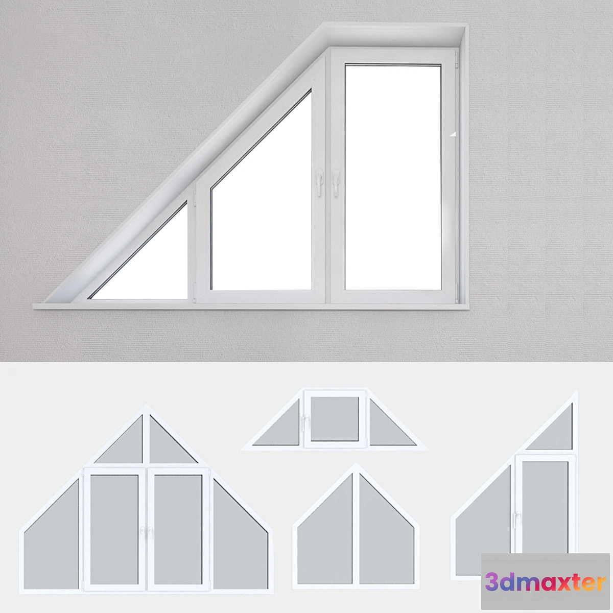 1343799 - Set of plastic windows 14 3D Max