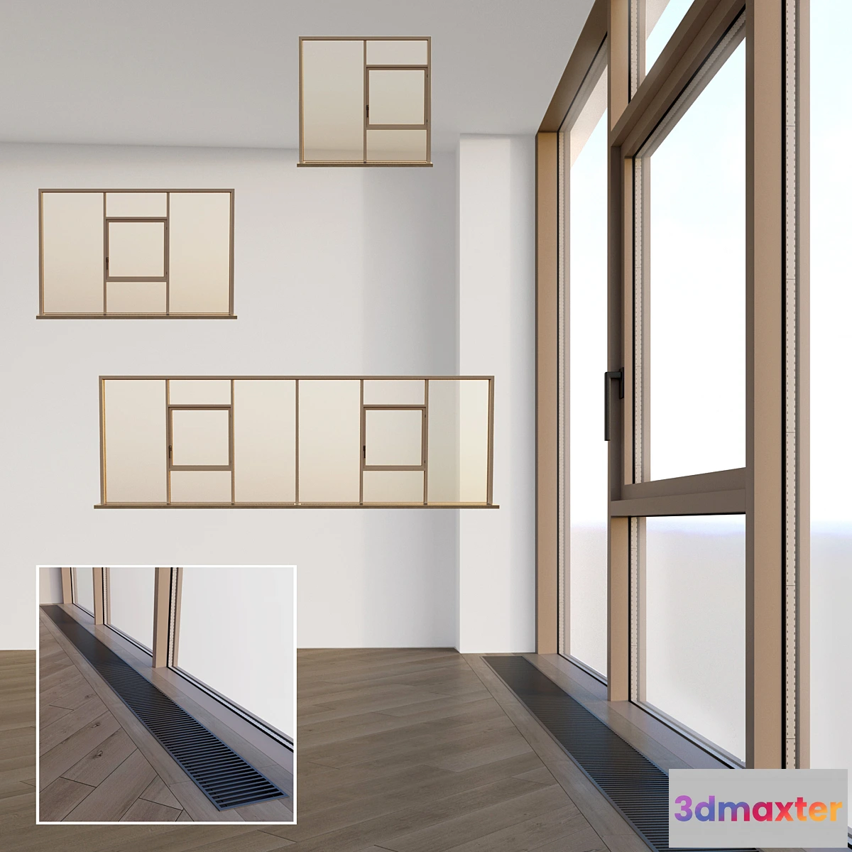 1346529 - Panoramic windows. Stained glass window four 3D Max