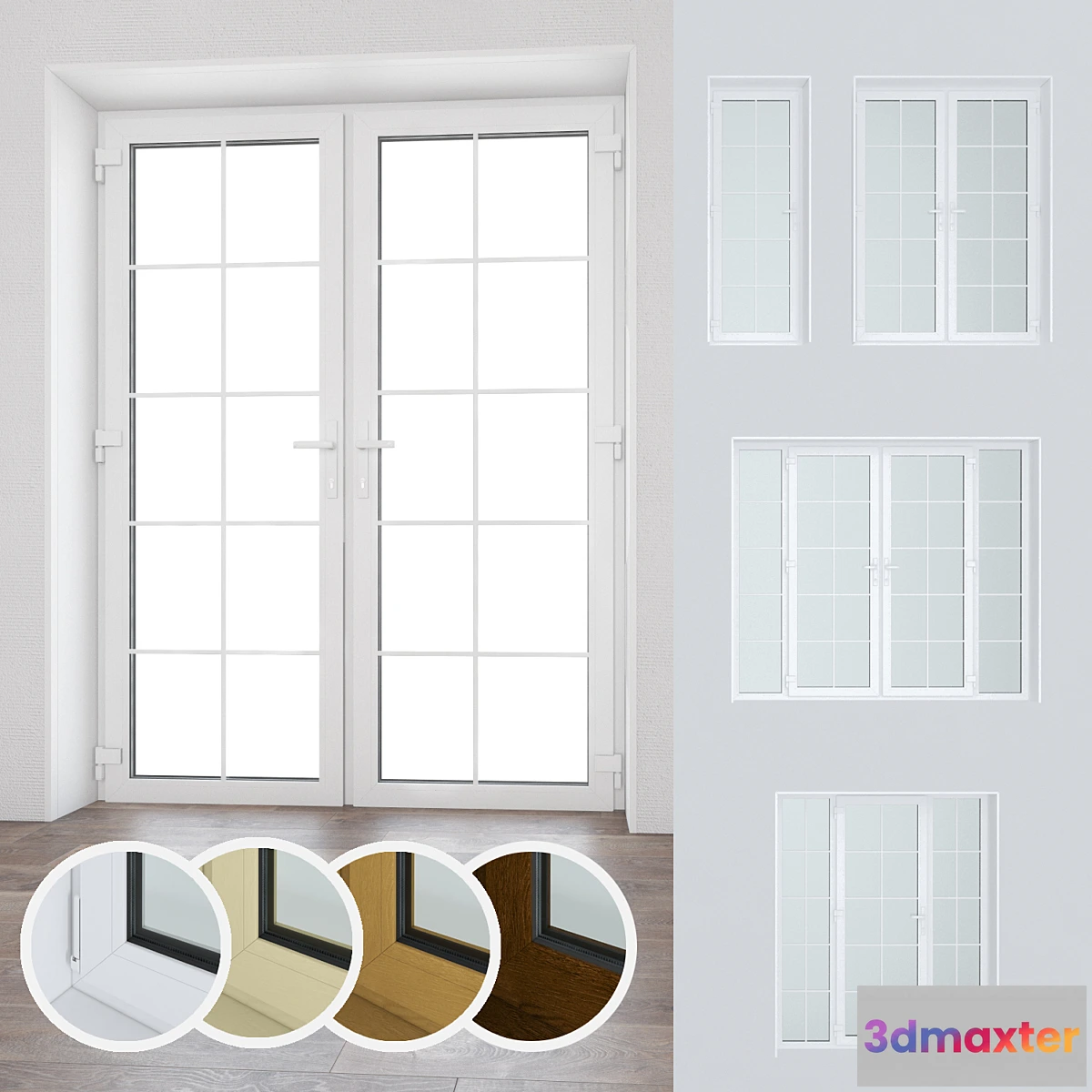 1395978 - Set of plastic windows and doors 15 3D Max