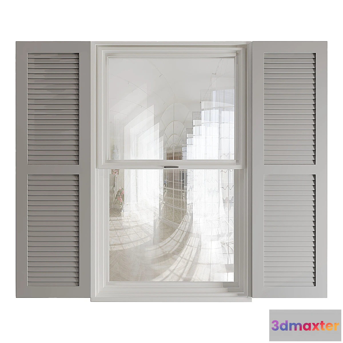 1397516 - True Fit PVC Two Equal Louver Shutters 3D Max