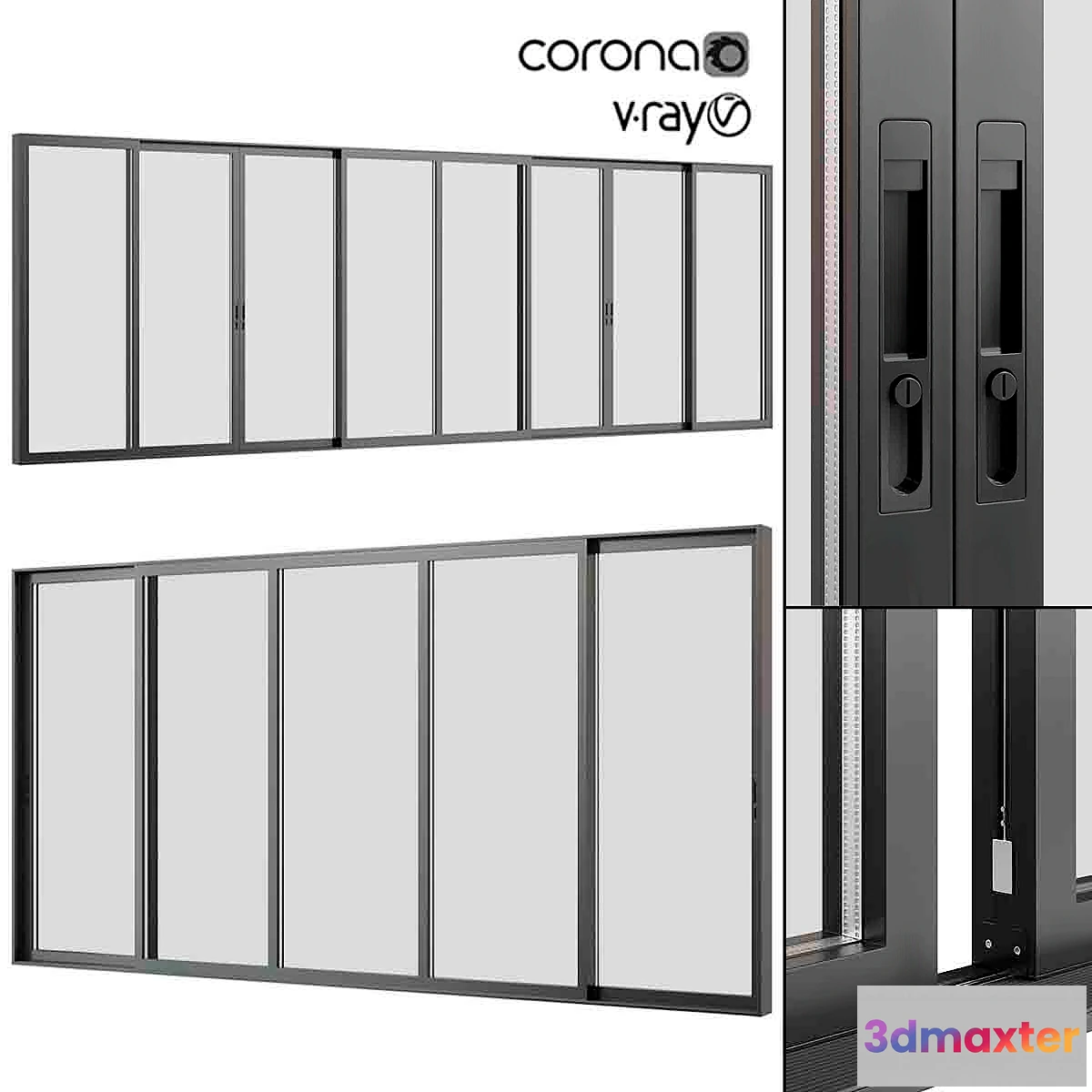 1398136 - Sliding Metal Windows and Doors. 3D Max