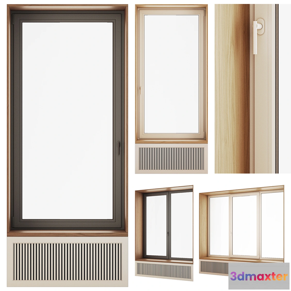 1399344 - Plastic window with wooden slope 3D Max