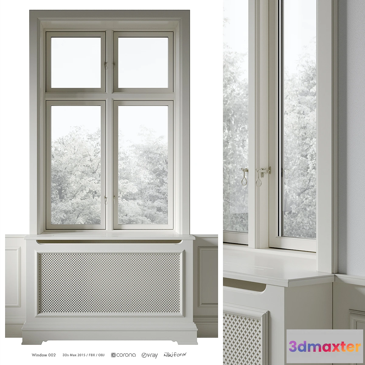 1403192 - Classic window with radiator screen 002 3D Max